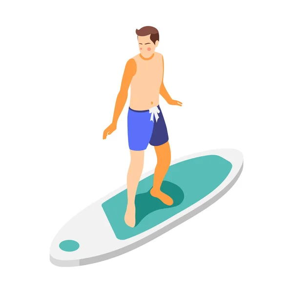 Summer Surfer Composición isométrica — Vector de stock