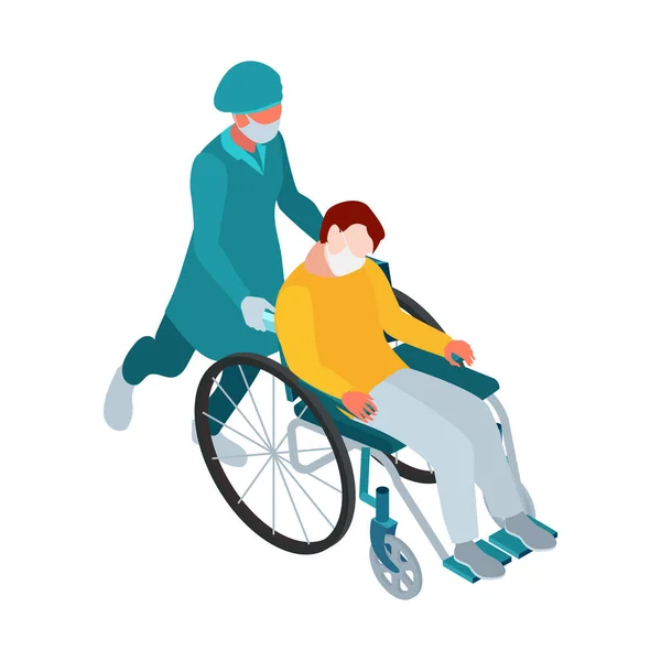 Infizierter Patient im Rollstuhl — Stockvektor