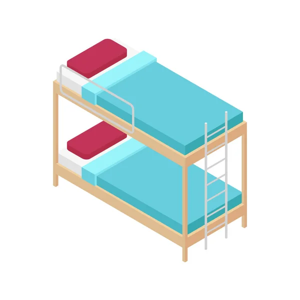 Composição Isométrica de Cama de beliche — Vetor de Stock