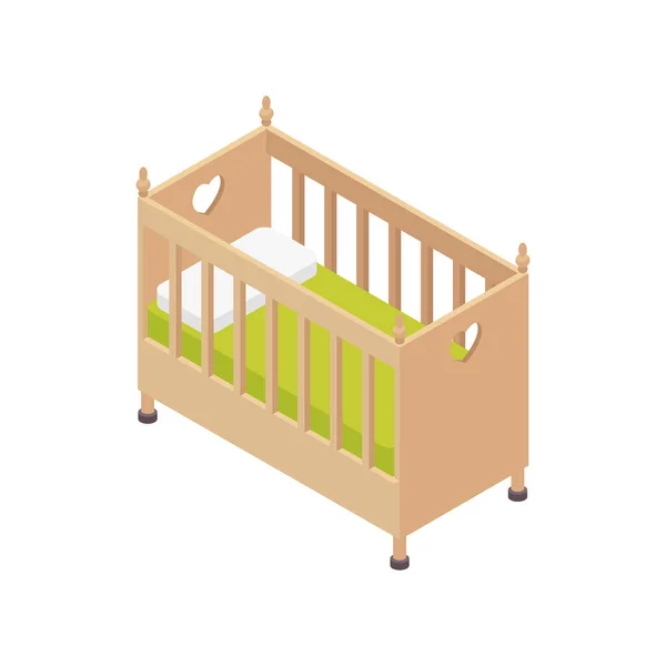 Composizione isometrica del letto del bambino — Vettoriale Stock