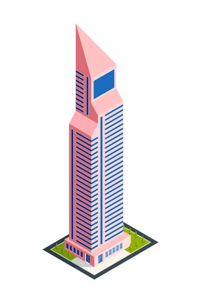 等距现代摩天大楼的组成 — 图库矢量图片