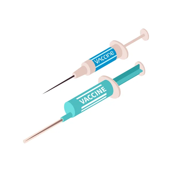 Vaccine Syringes Isometric Composition — Stock Vector