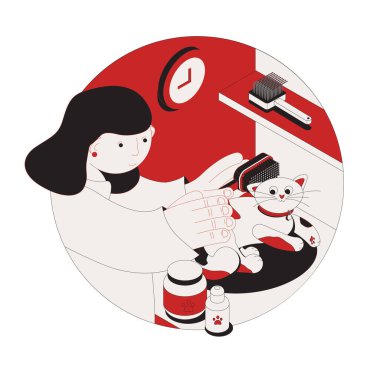 Kedi İzometrik Kompozisyonu