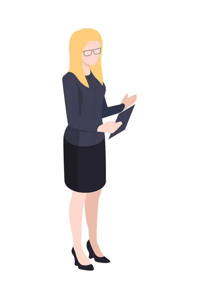 Businesswoman Isometric Icon — Stock Vector