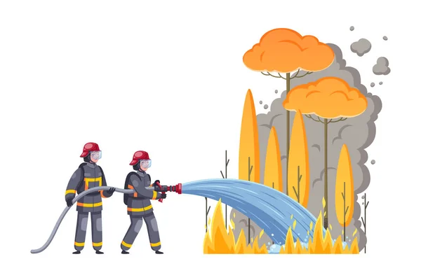 Ilustrasi Kartun Pemadam Kebakaran - Stok Vektor