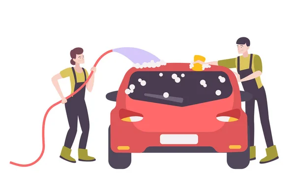 Auto wassen illustratie — Stockvector