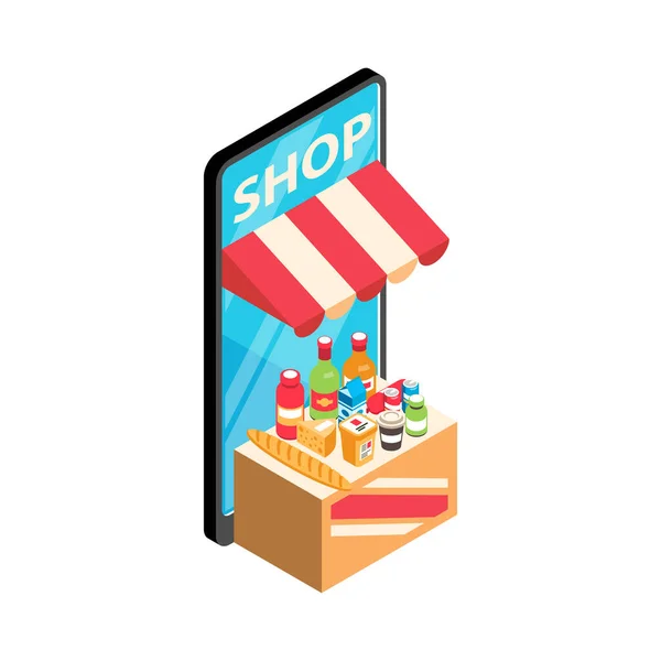 Shopping en ligne Icône isométrique — Image vectorielle