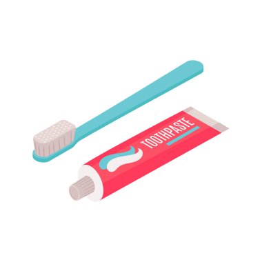 Diş macunu Isometric Illustration