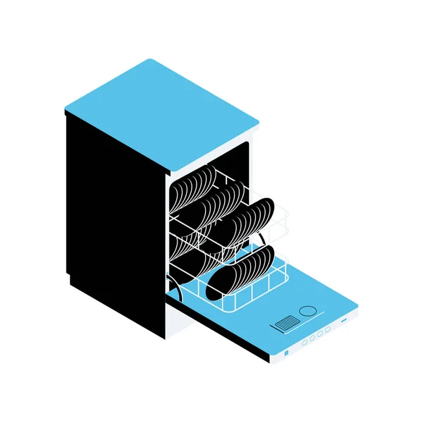 Isometrische Spülmaschine Illustration — Stockvektor