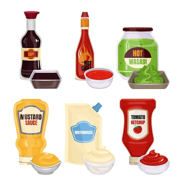 Sauce Packaging Realistisk sammansättning — Stock vektor