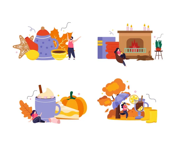 Cozy Fall Composition Set — Stock Vector