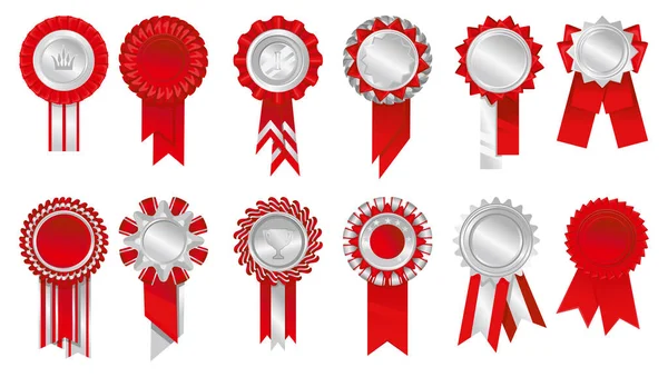 Rosettes Rewards Ribbons Icon Set — Stock Vector