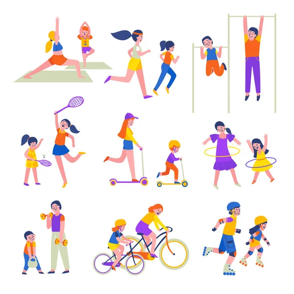 Ensemble d'icônes sportives familiales — Image vectorielle