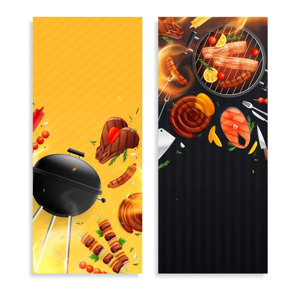 Set di banner verticali BBQ — Vettoriale Stock