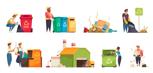 Cartoon Garbage Compositions — Stock Vector