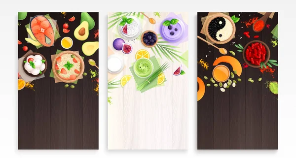 Colección de tarjetas planas Superfood — Vector de stock