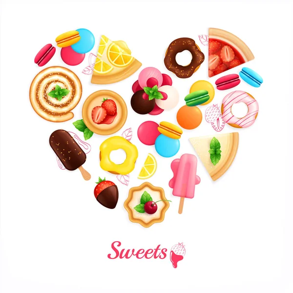 Desserts Sweets Heart Composition Vector Graphics