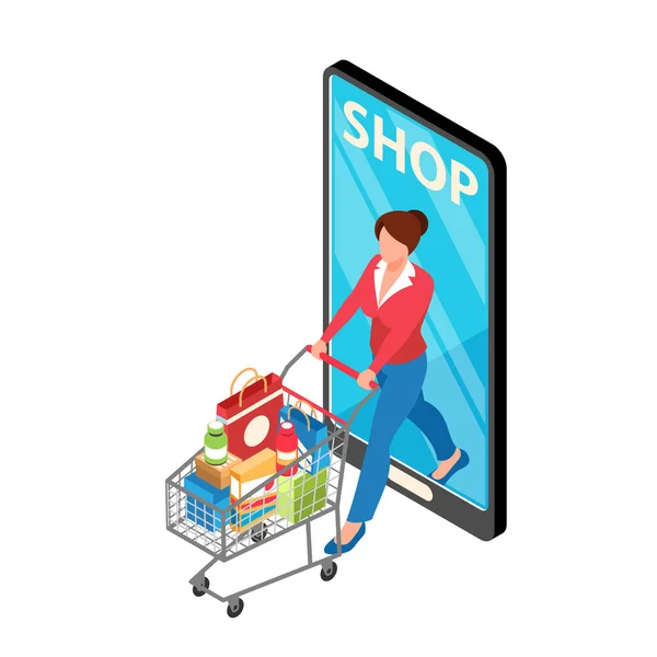 Isometrische online winkel icoon — Stockvector