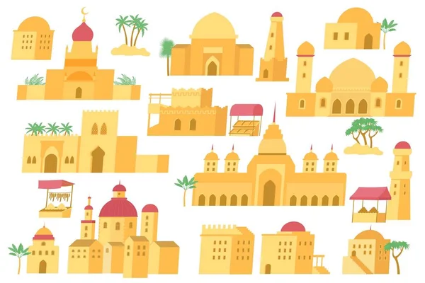 Arab City Set Flat — Vector de stock