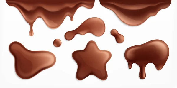 Chocolade vlekken Realistische Set — Stockvector