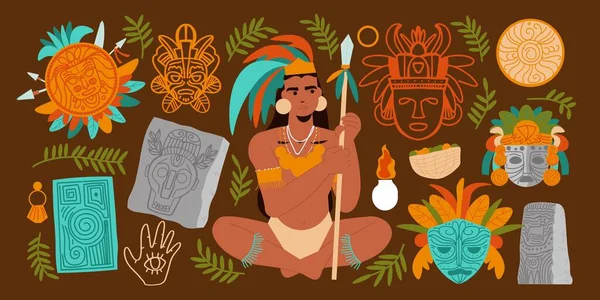 Conjunto de Civilización Maya — Vector de stock