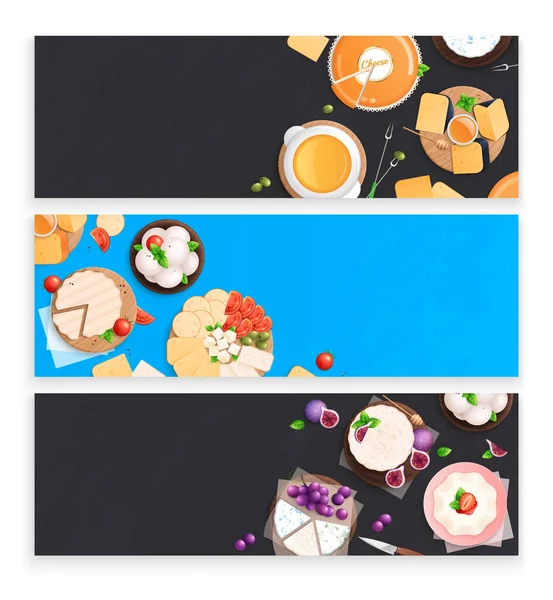 Käse horizontal Banner Set — Stockvektor