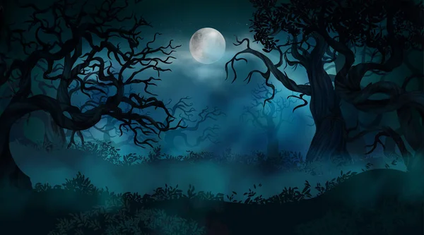 Halloween Forest Background — Stock Vector