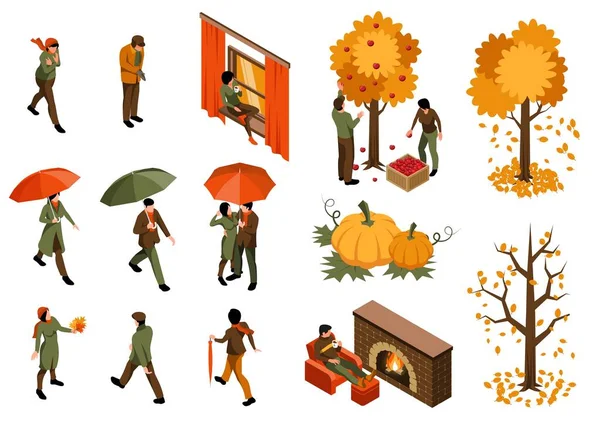 Conjunto de ícones de outono acolhedor — Vetor de Stock