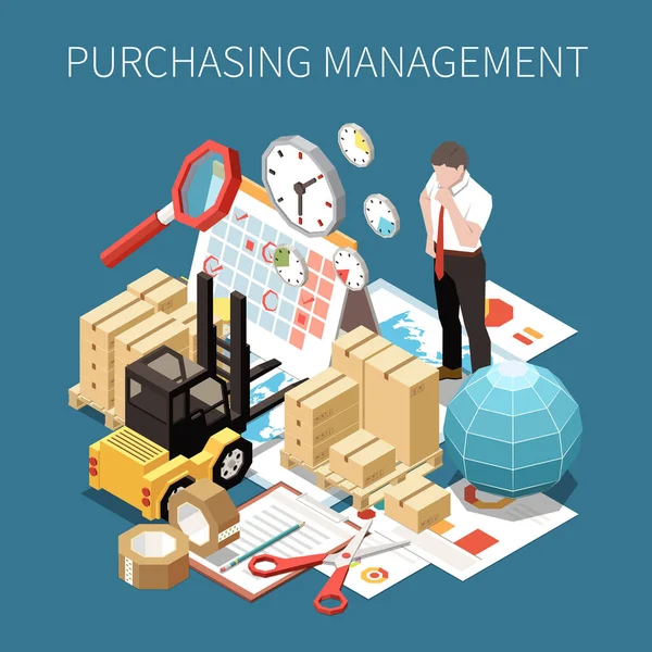 Procurement Management Isometric Composition — Stock Vector