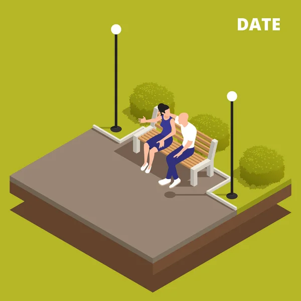 Sitting Couple Date Composition — Stock Vector