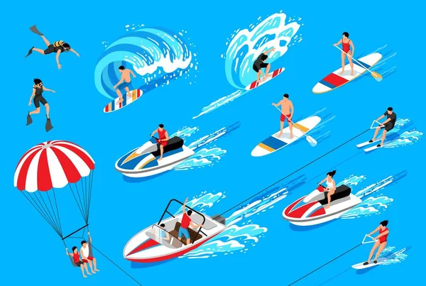 stock vector Water Sport Isometric Set