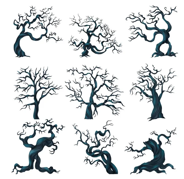 Ensemble d'arbres effrayants — Image vectorielle