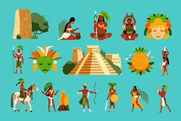 Цивилизационный набор майя — стоковый вектор