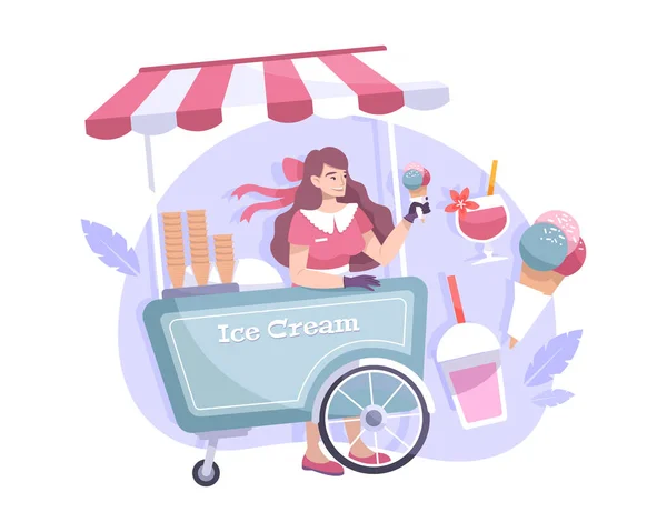 Ice Cream Stall Composition — Stock Vector