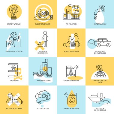 Pollution icon set clipart