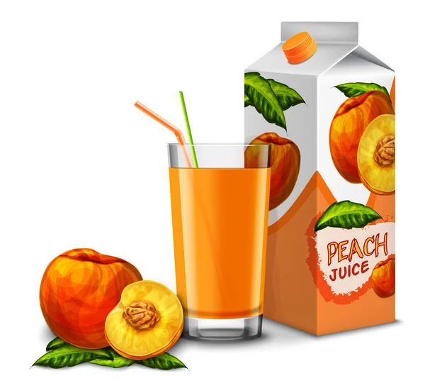 Conjunto de jugo de melocotón — Vector de stock