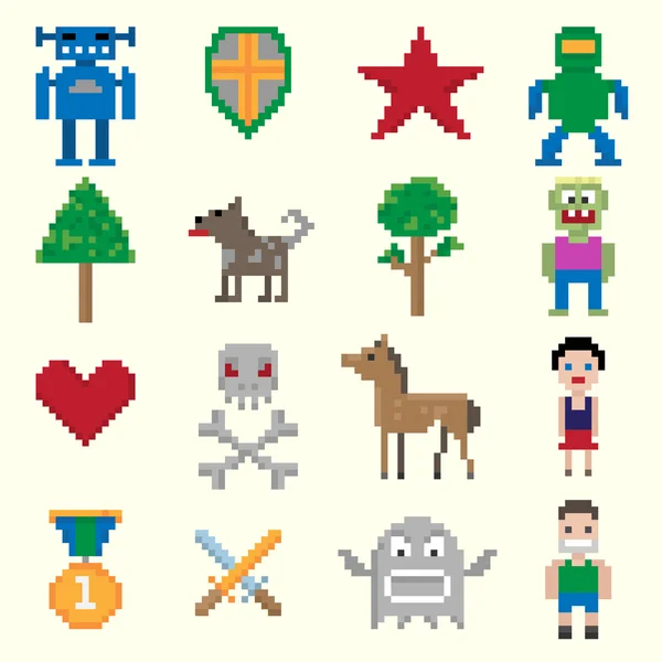 Game pixel characters — Stock Vector