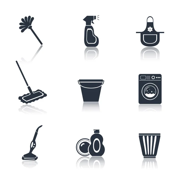 Cleaning icon set black — Stock Vector