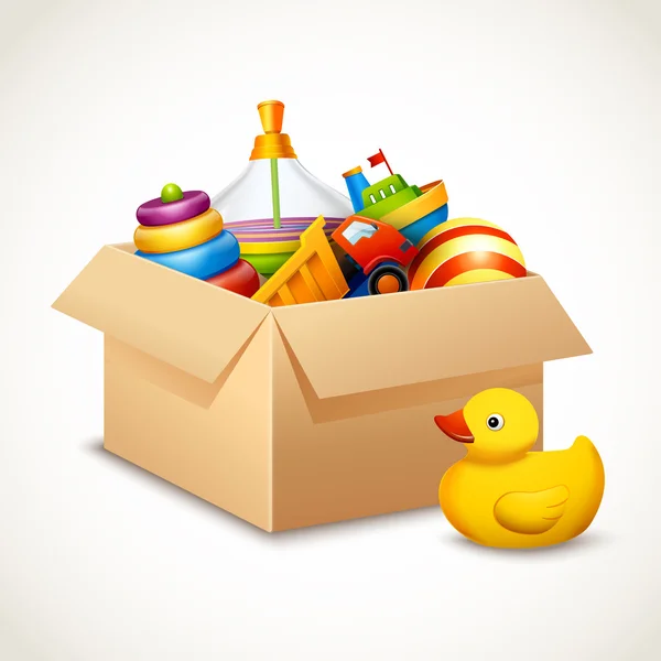 Speelgoed in doos — Stockvector