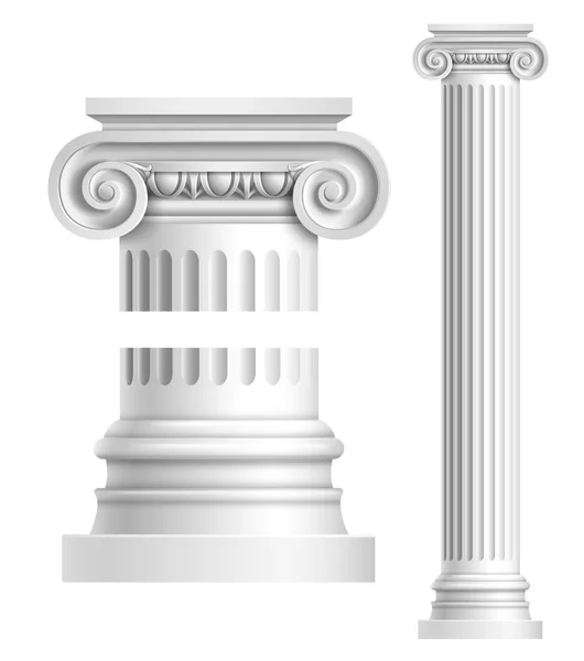 Realistic white antique column — Stock Vector