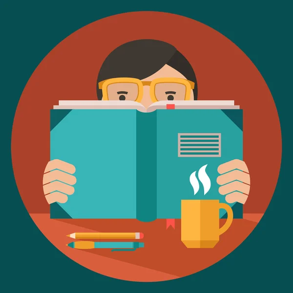 Hombre leyendo libro — Vector de stock