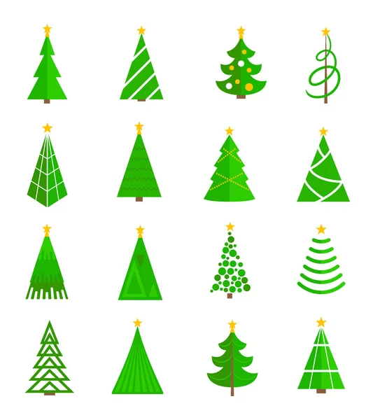 Árbol de Navidad iconos plana — Vector de stock