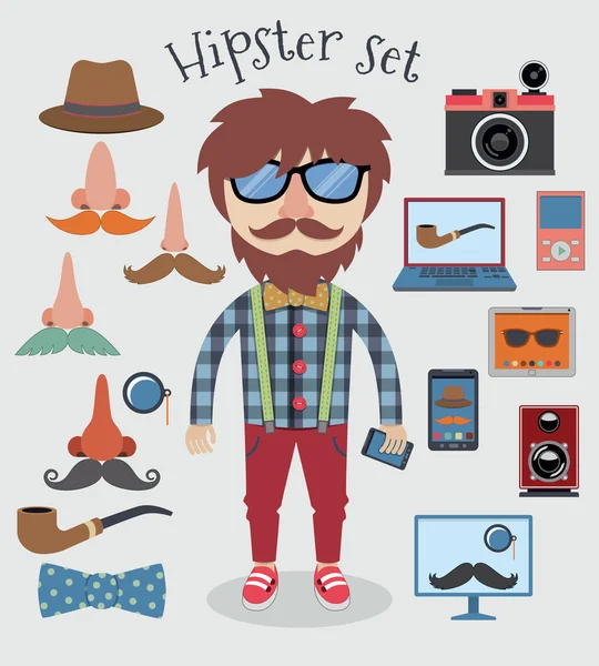 Hipster chico conjunto — Archivo Imágenes Vectoriales