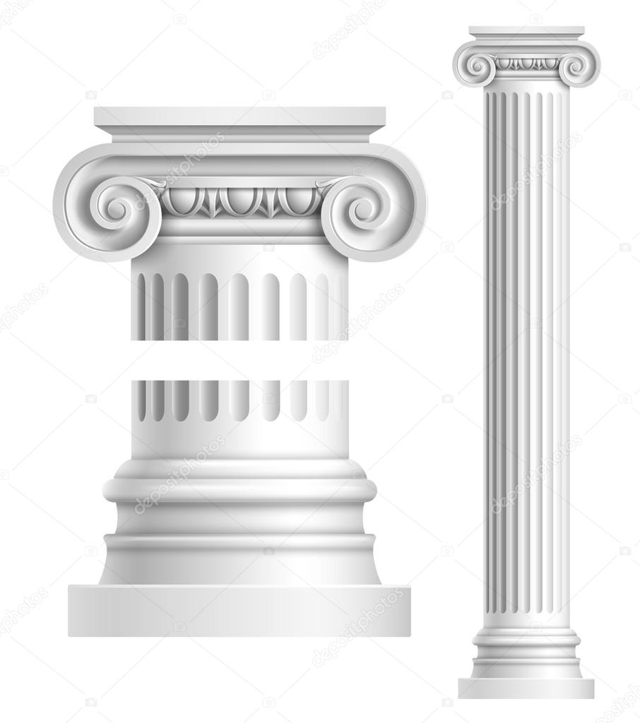 Realistic white antique column