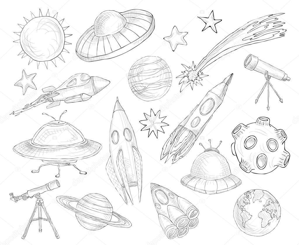 Space objects sketch set