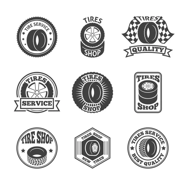 Tires label icon set — Stock Vector