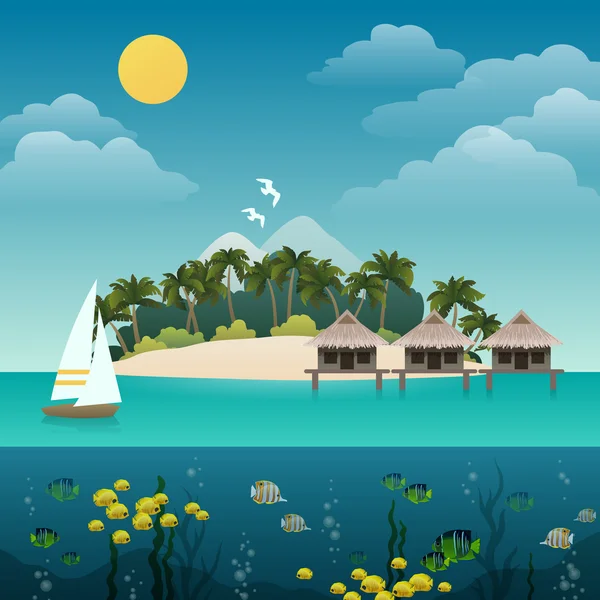Tropisch eiland achtergrond — Stockvector