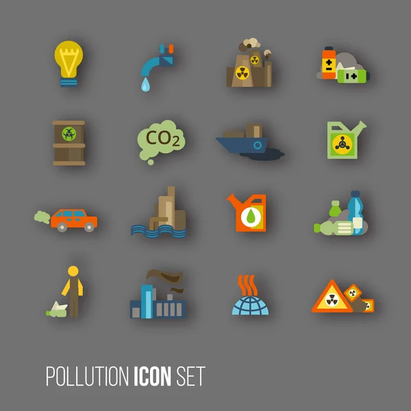 Set di icone dell'inquinamento — Vettoriale Stock