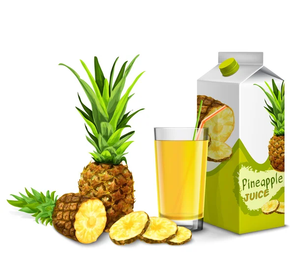 Zestaw sok ananasowy — Wektor stockowy