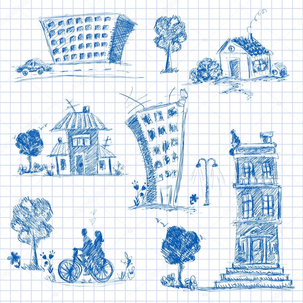 City doodle set